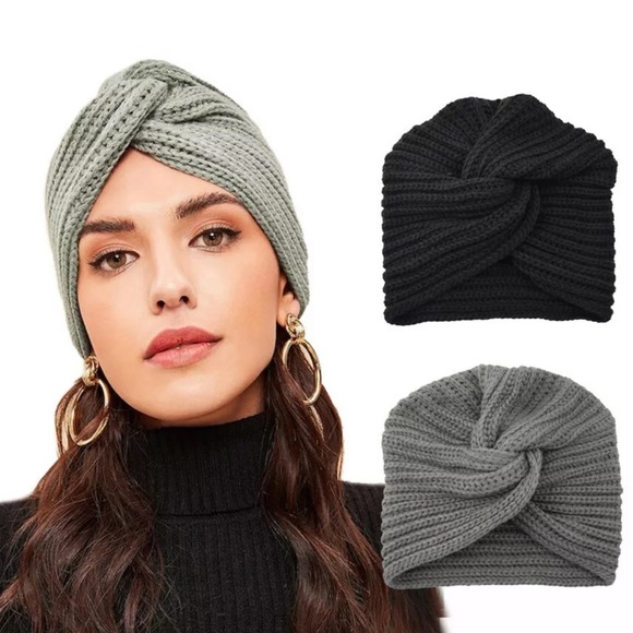 Knit Turban Cross Twist Wrap Cap Hair Beanie